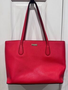 Kate Spade Crossgrain large bright red/orange tote